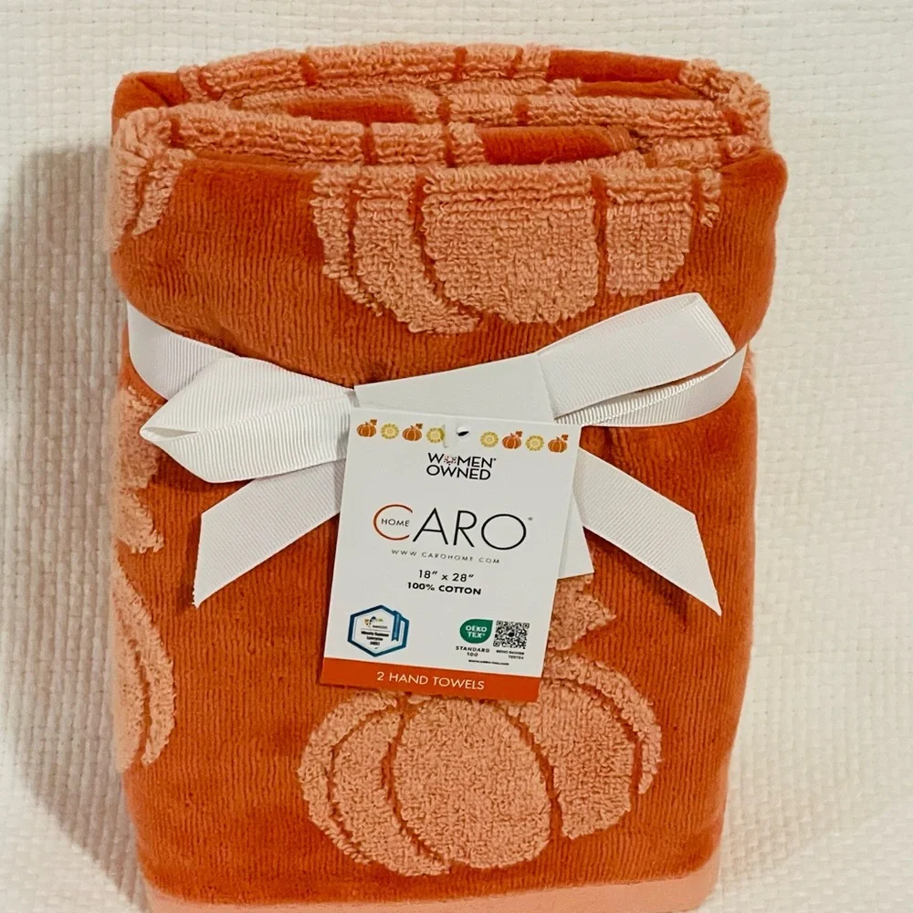 Caro Home Pumpkin Hand Towels - Orange (2-Pack)